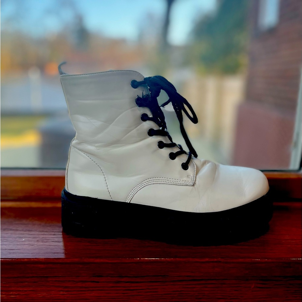 Forever 21 white platform combat boots